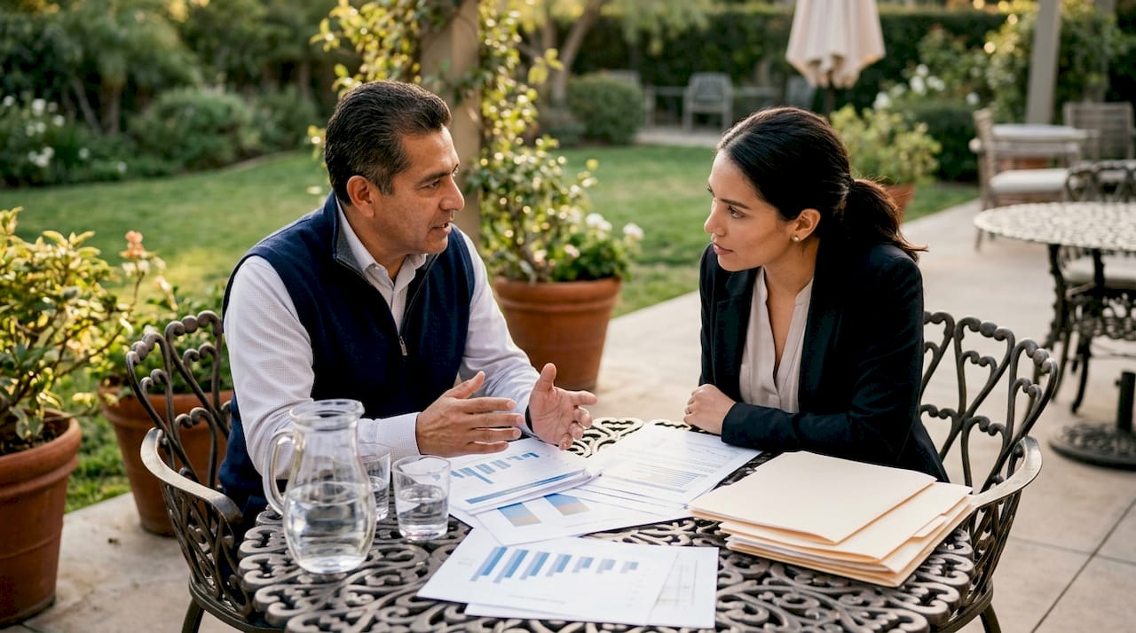 Healthcare owner meeting advisor about finances