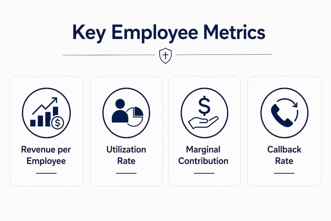 Infographic showing key employee profitability metrics