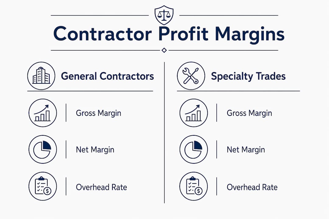 Infographic comparing contractor gross and net profit margins