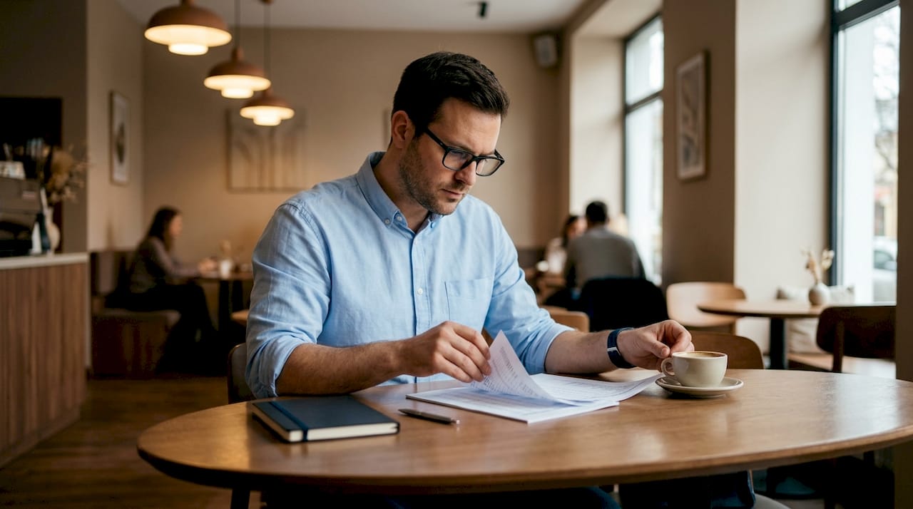 Auditor reviewing accrual accounting ledger