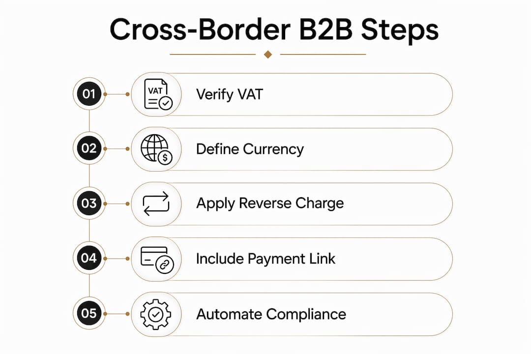 Infographic showing steps in cross-border B2B invoicing