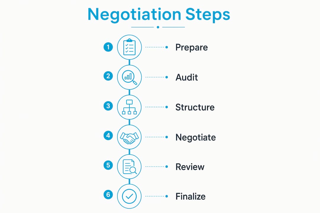 Infographic showing peptide contract negotiation key steps