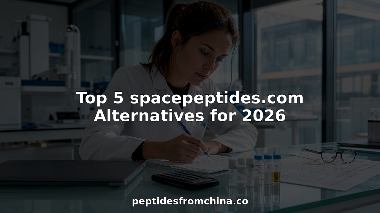 Scientist reviewing peptide procurement paperwork at desk