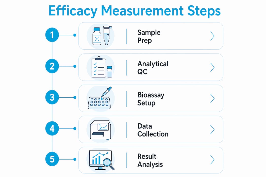 Infographic showing peptide efficacy measurement process steps