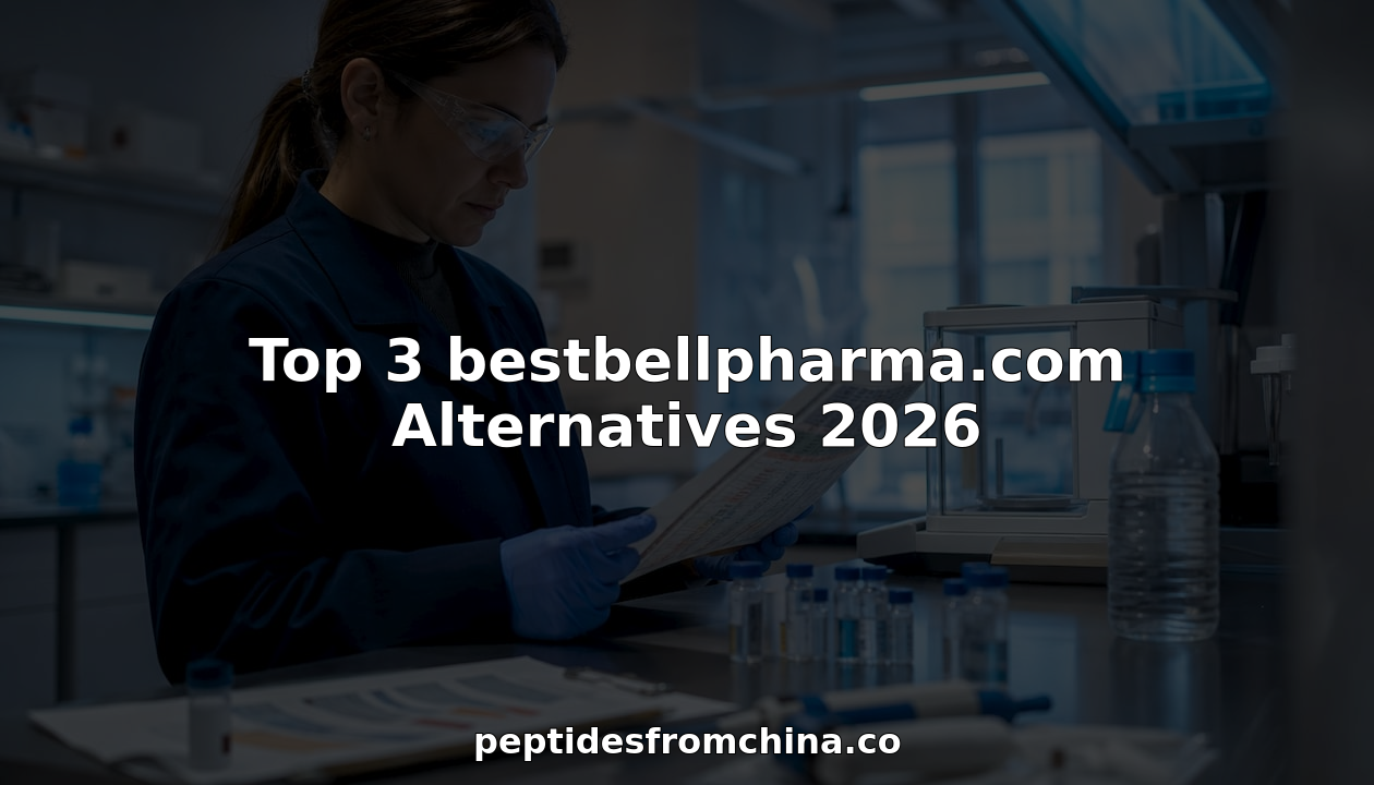 Scientist reviewing peptide sourcing catalog in lab