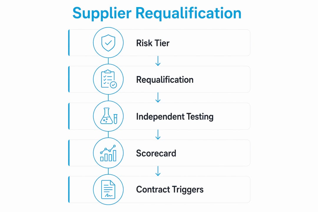 Infographic illustrating supplier requalification steps