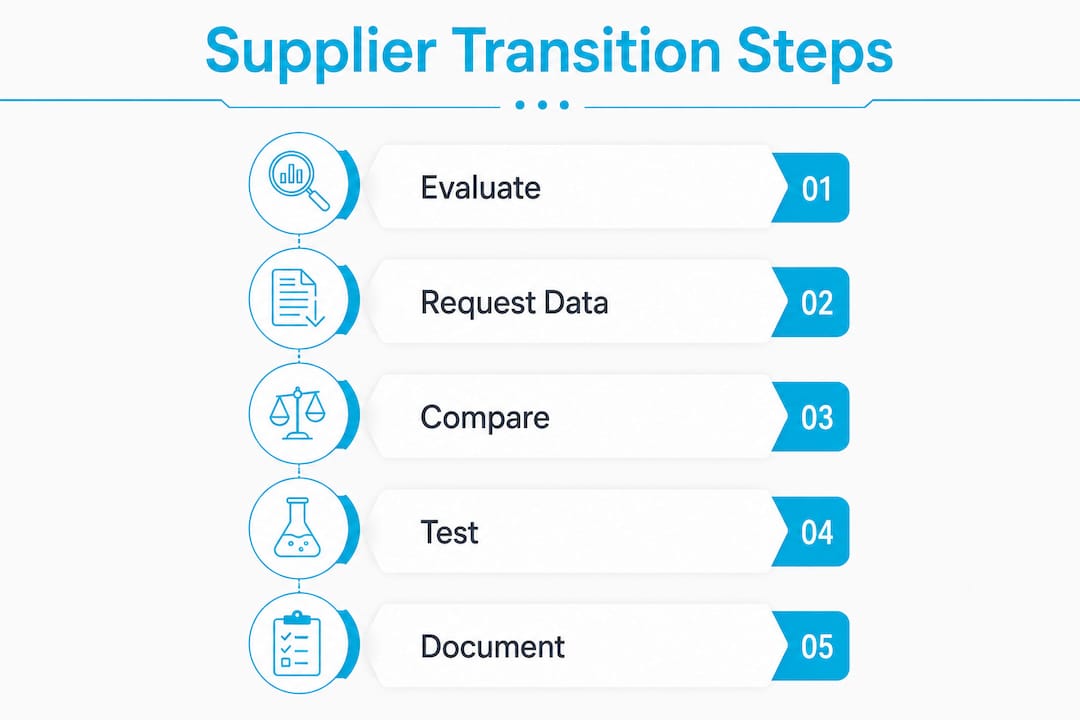 Infographic showing step-by-step supplier transition process
