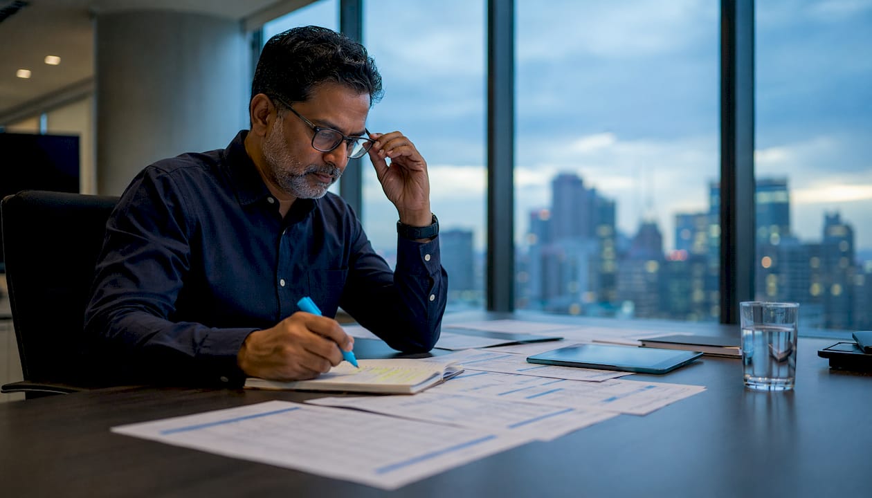 Procurement analyst reviewing spend and performance metrics