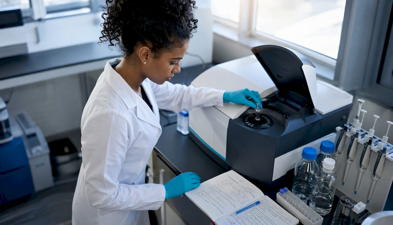 Scientist conducting circular dichroism spectroscopy