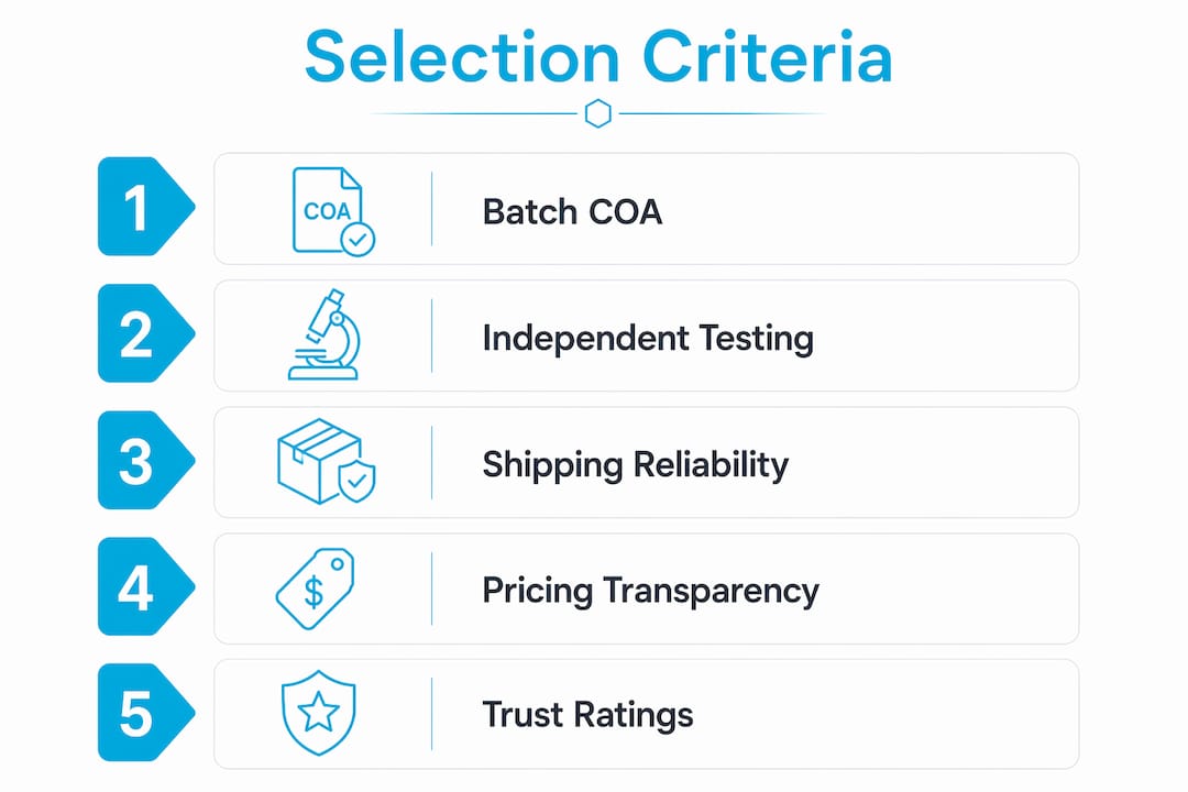 Infographic displaying ranked vendor evaluation criteria