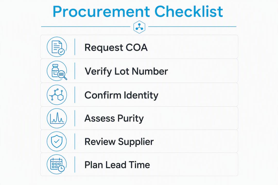 Infographic of procurement checklist steps for supplements