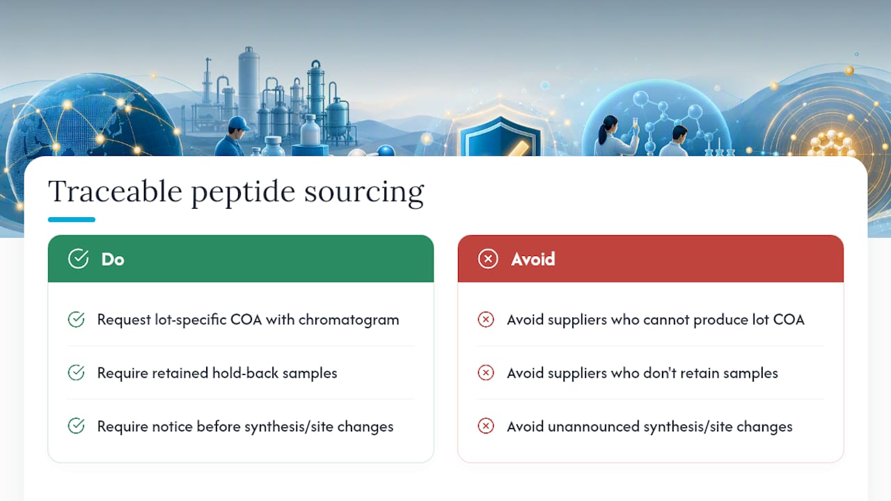 Reducing Sourcing Risk With Traceable Peptide Supply — overview diagram