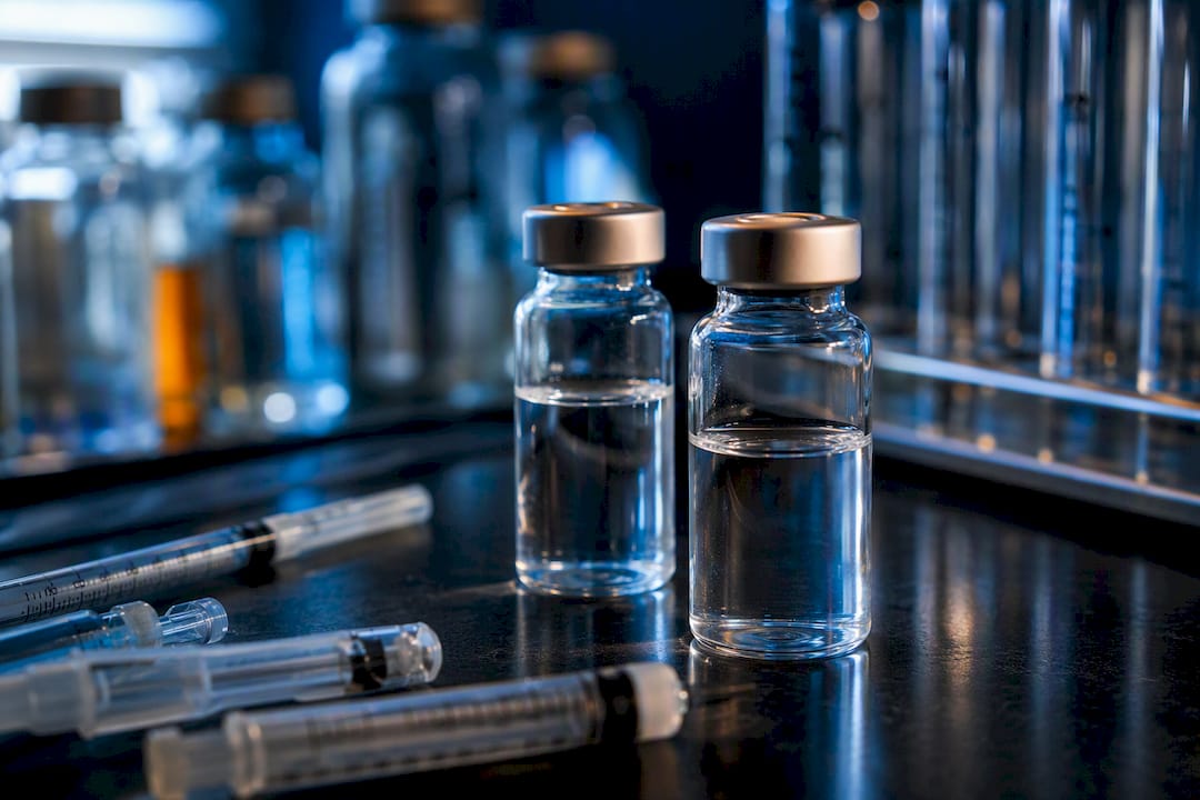 Two vials of bacteriostatic and sterile water contrast