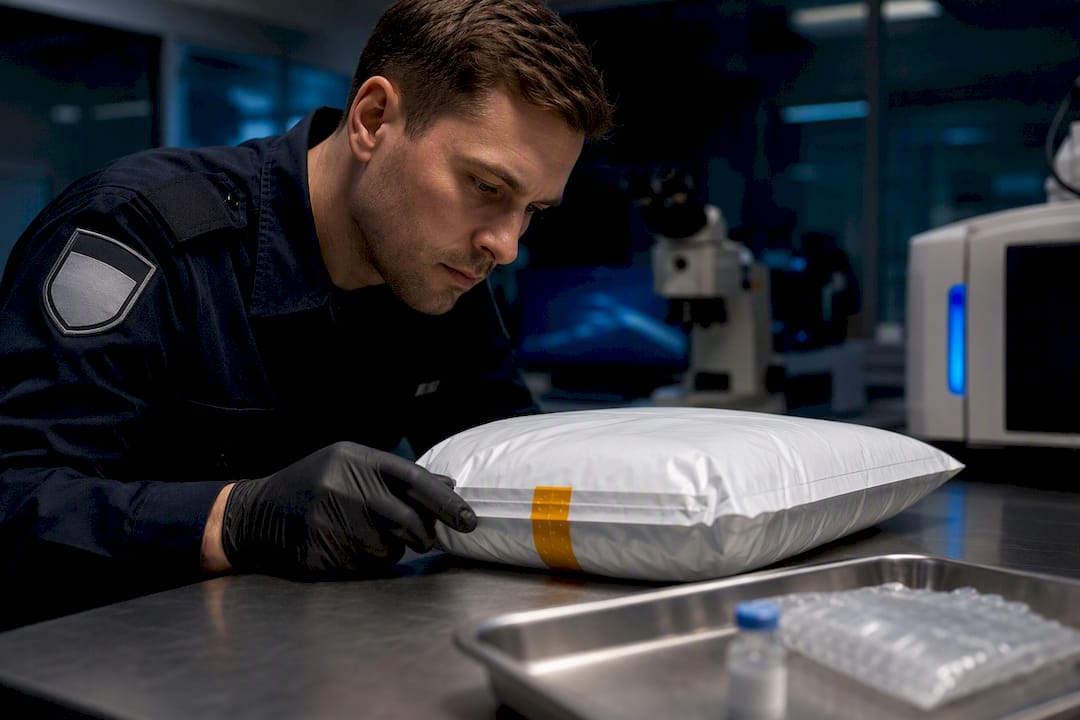 Customs inspection of peptide shipment packaging