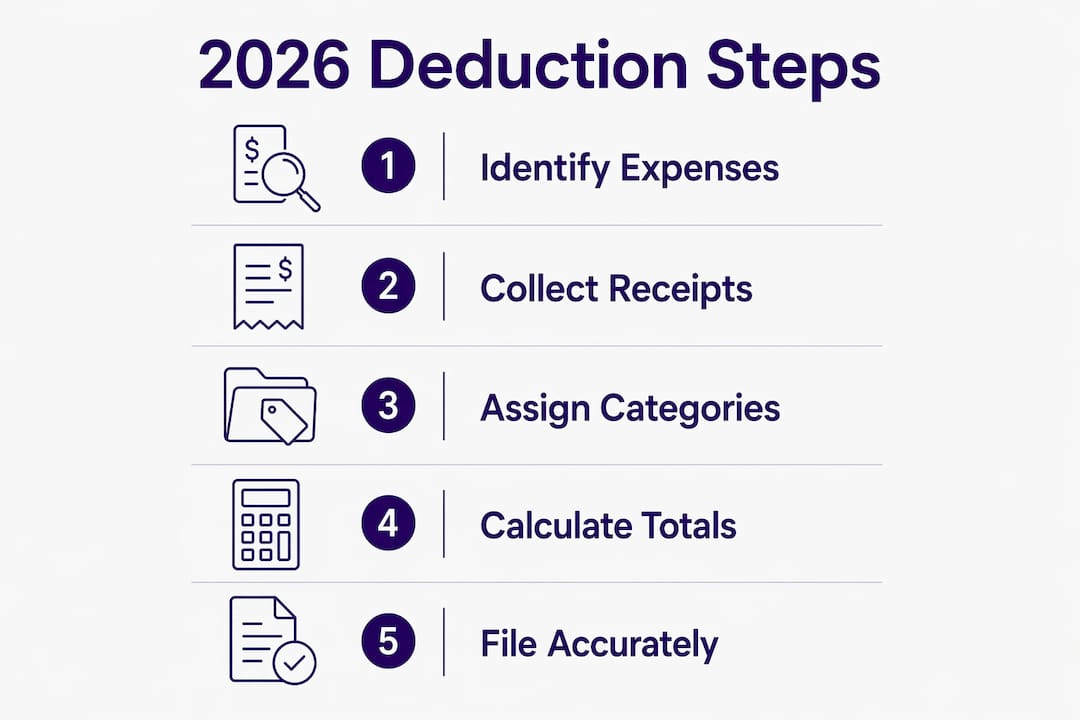 Infographic outlining 2026 deduction steps