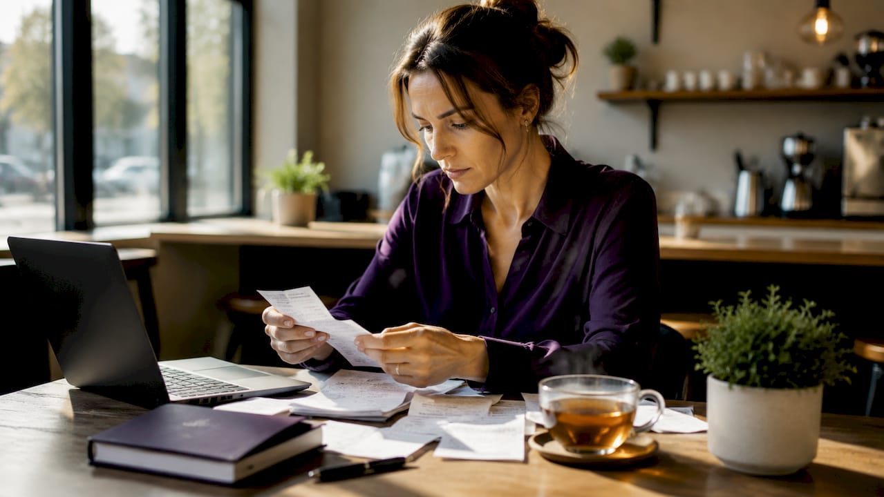 Small business owner working on bookkeeping