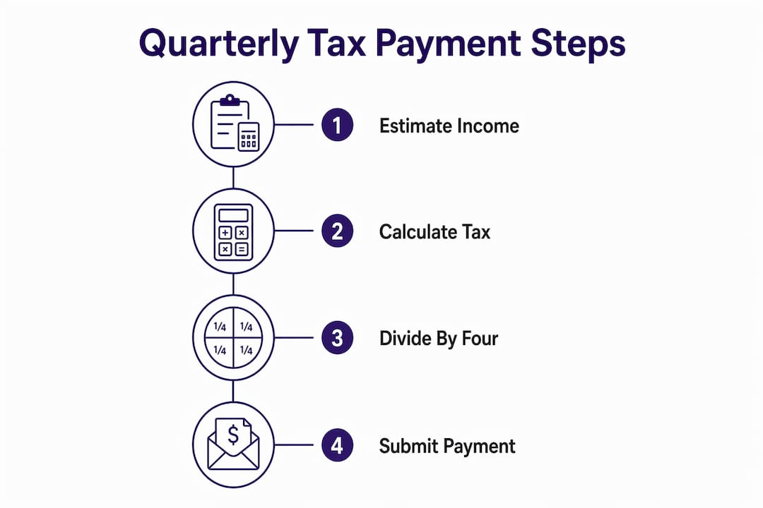 Infographic showing steps to calculate quarterly tax payments