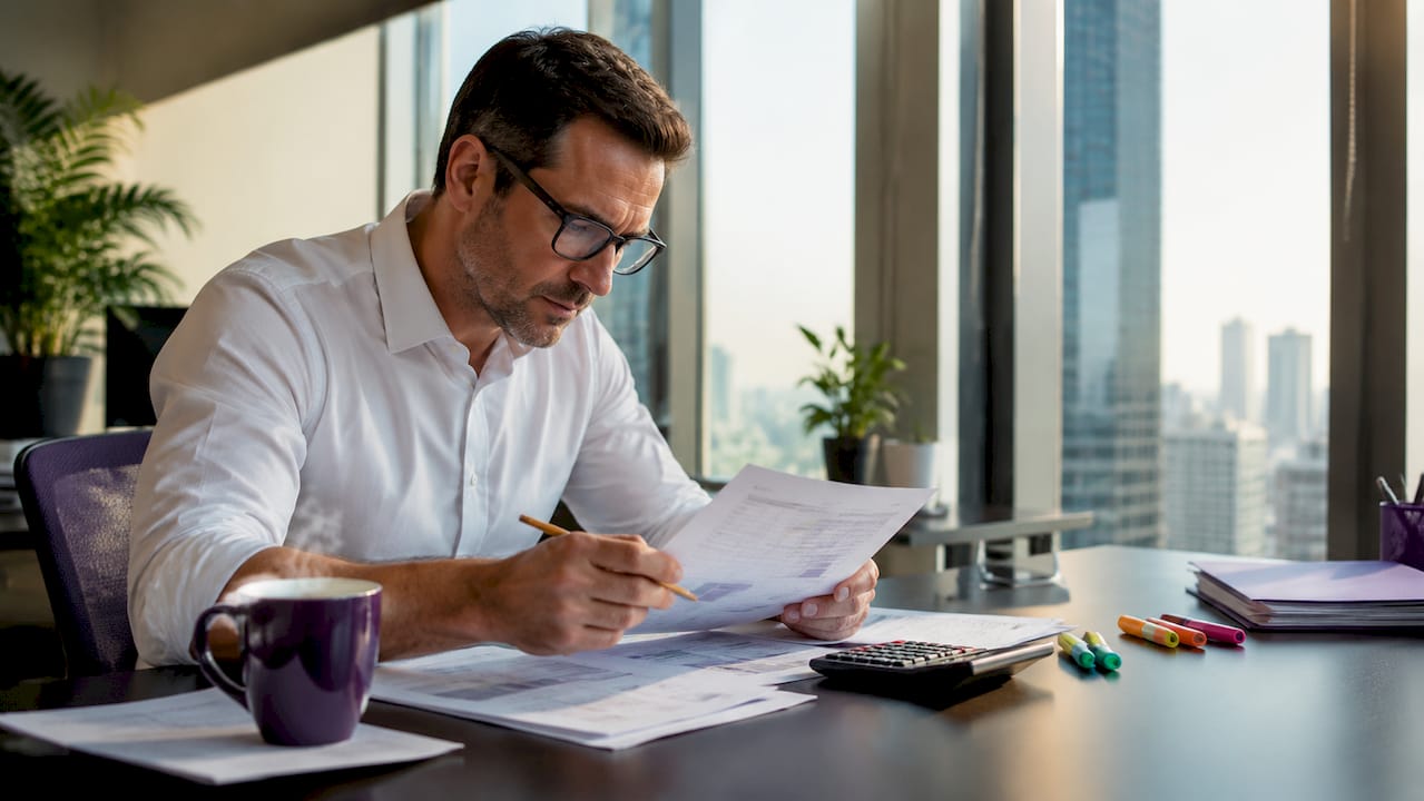 Accountant reviewing tax advisory documents