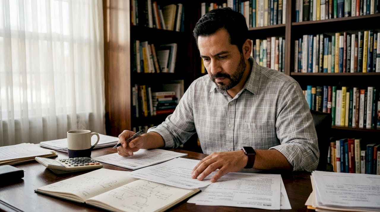 Small business owner reviewing IRS tax penalty notices