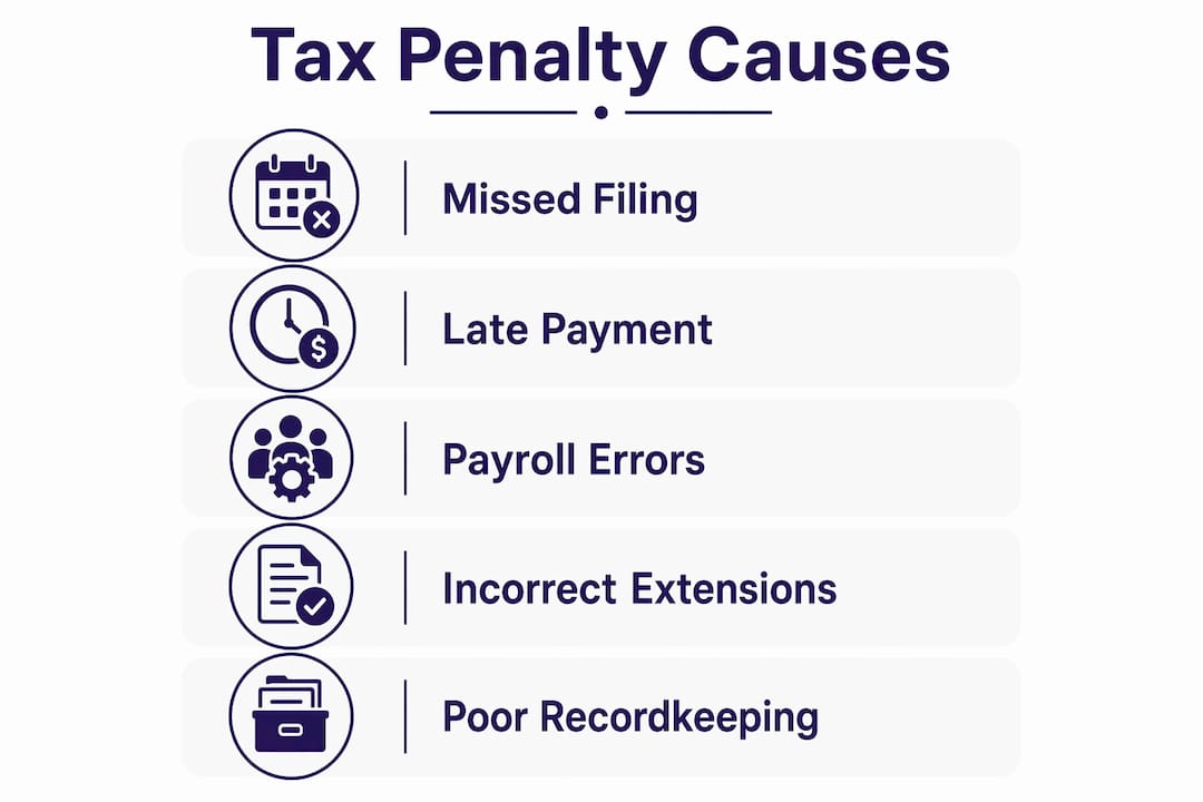 Infographic showing main causes of tax penalties