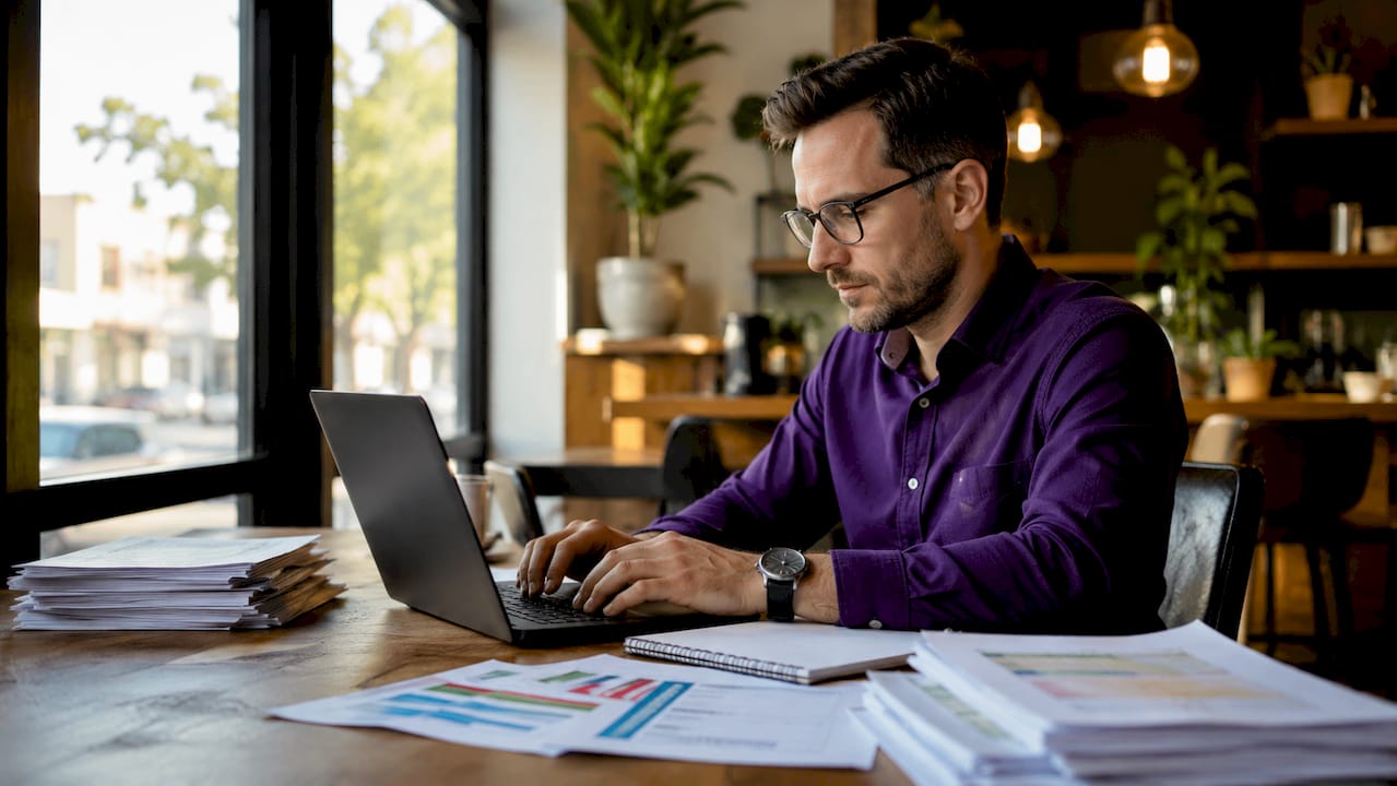 Hands typing tax data on laptop keyboard
