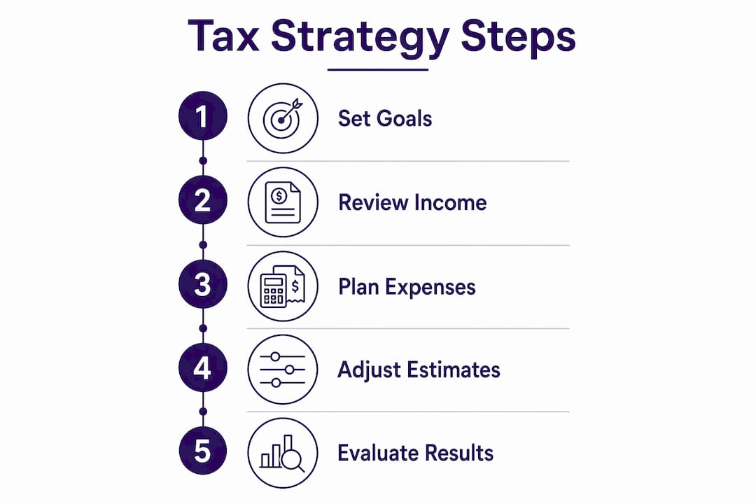 Infographic illustrating steps in tax strategy