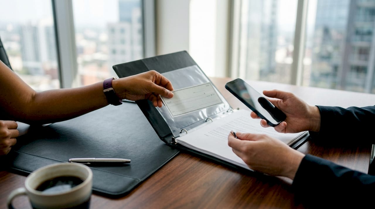 Hands organizing trust account documents
