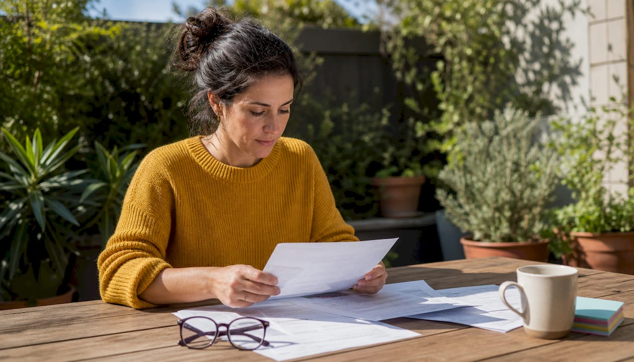 Woman reviewing separate business and personal finances