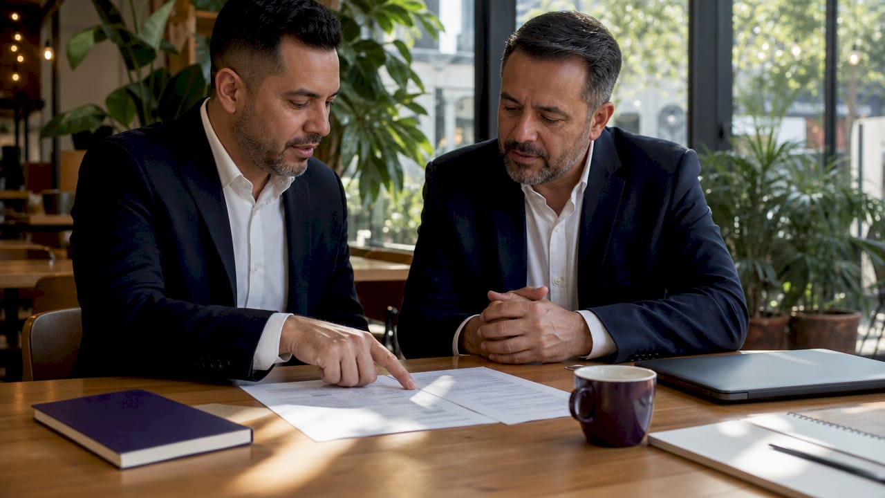 Law firm partners discussing tax classification documents
