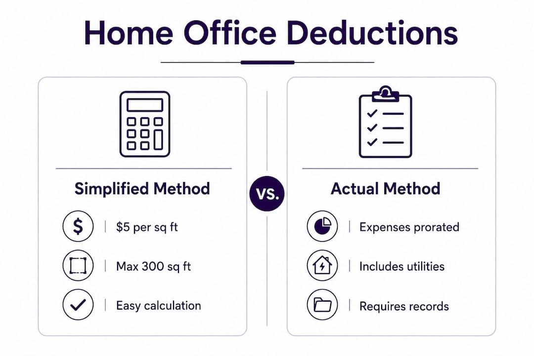 Infographic comparing home office deduction methods
