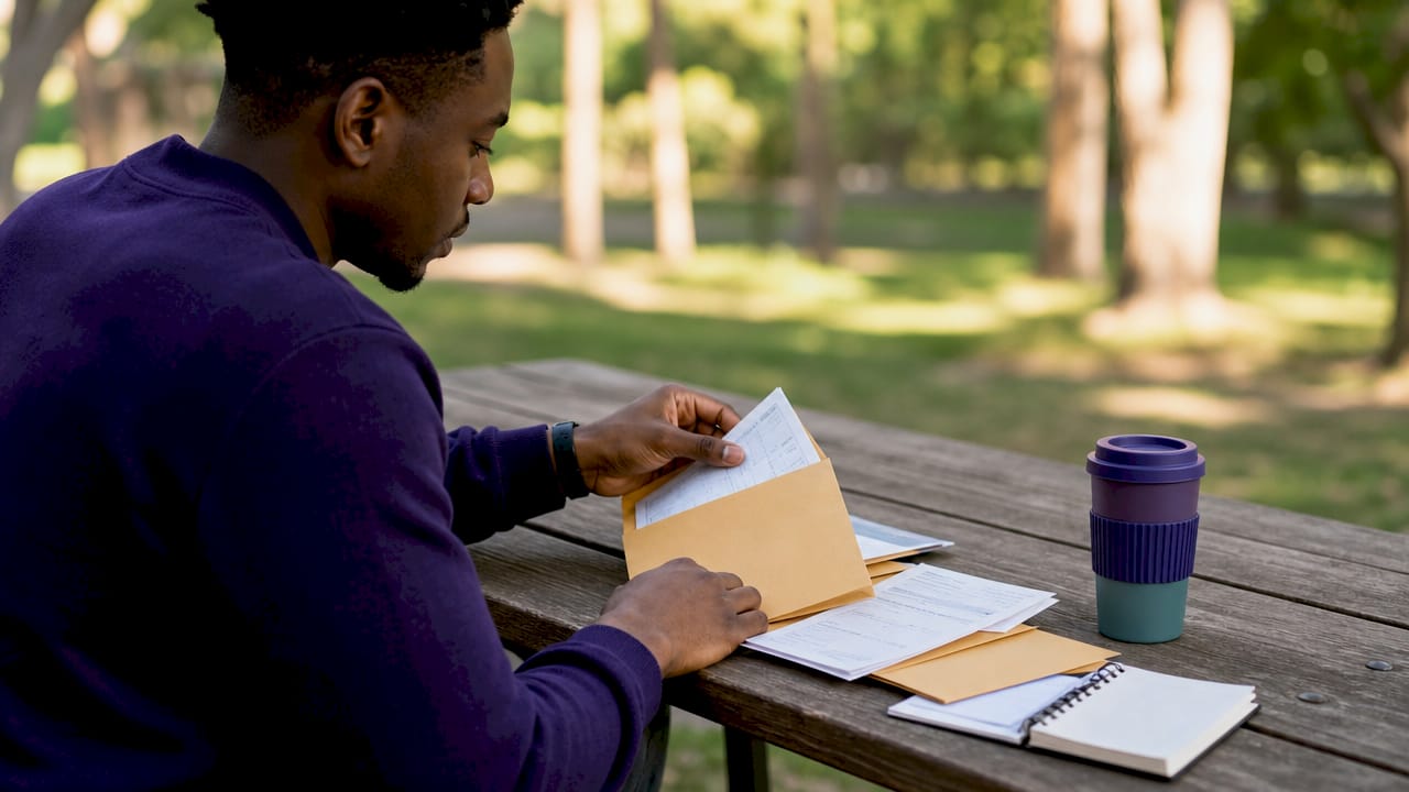 Hands separating business and personal financial documents