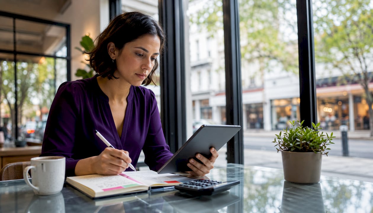 Small business owner reviewing accounting options