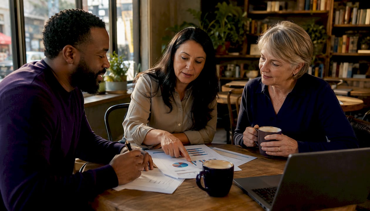 Group discussing retirement plans around table