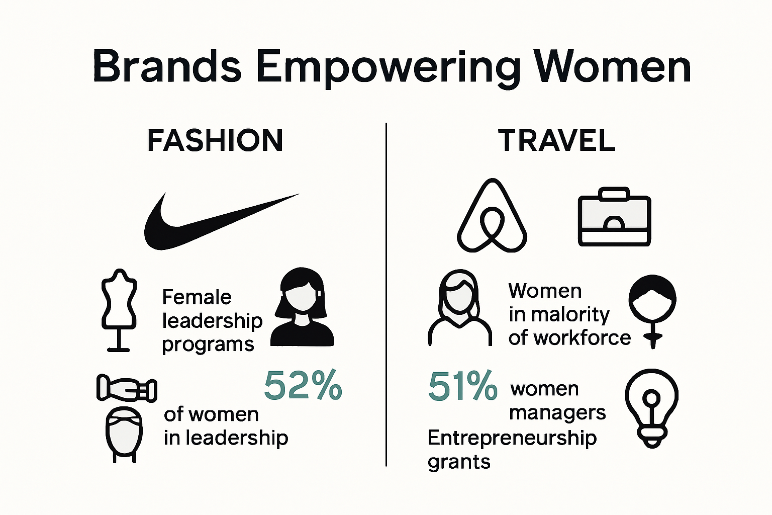 Infographic of brands that empower women in fashion and travel