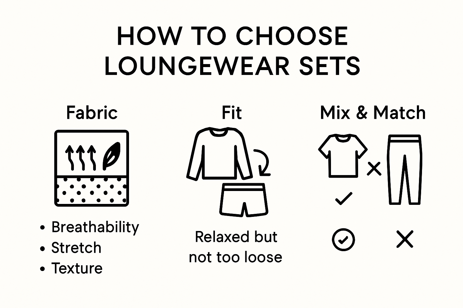 Infographic showing key factors for selecting and styling loungewear sets