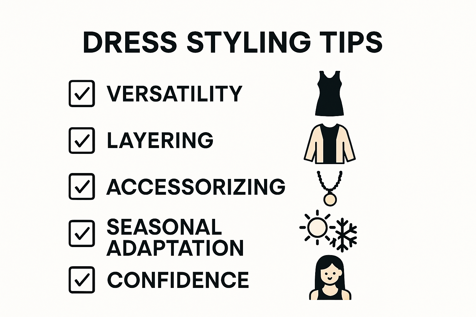 Infographic showing five strategic dress styling tips
