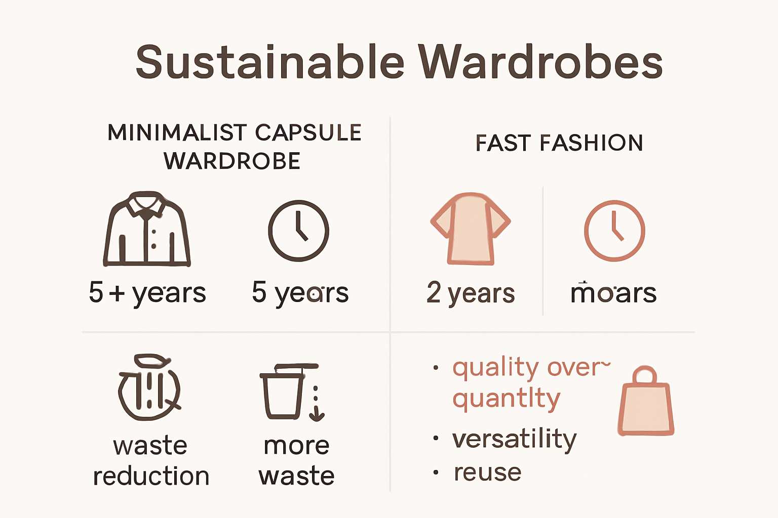 Infographic showing sustainability benefits of minimalist capsule wardrobes