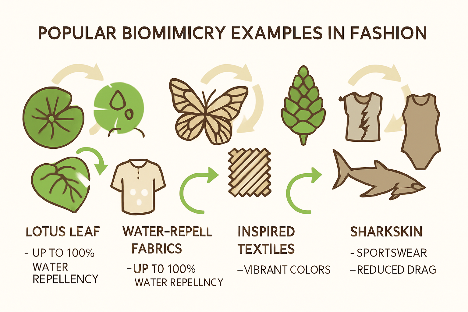 Infographic showing biomimicry examples in fashion design