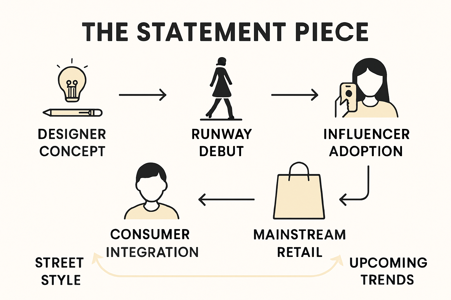 Flowchart showing how statement pieces set fashion trends