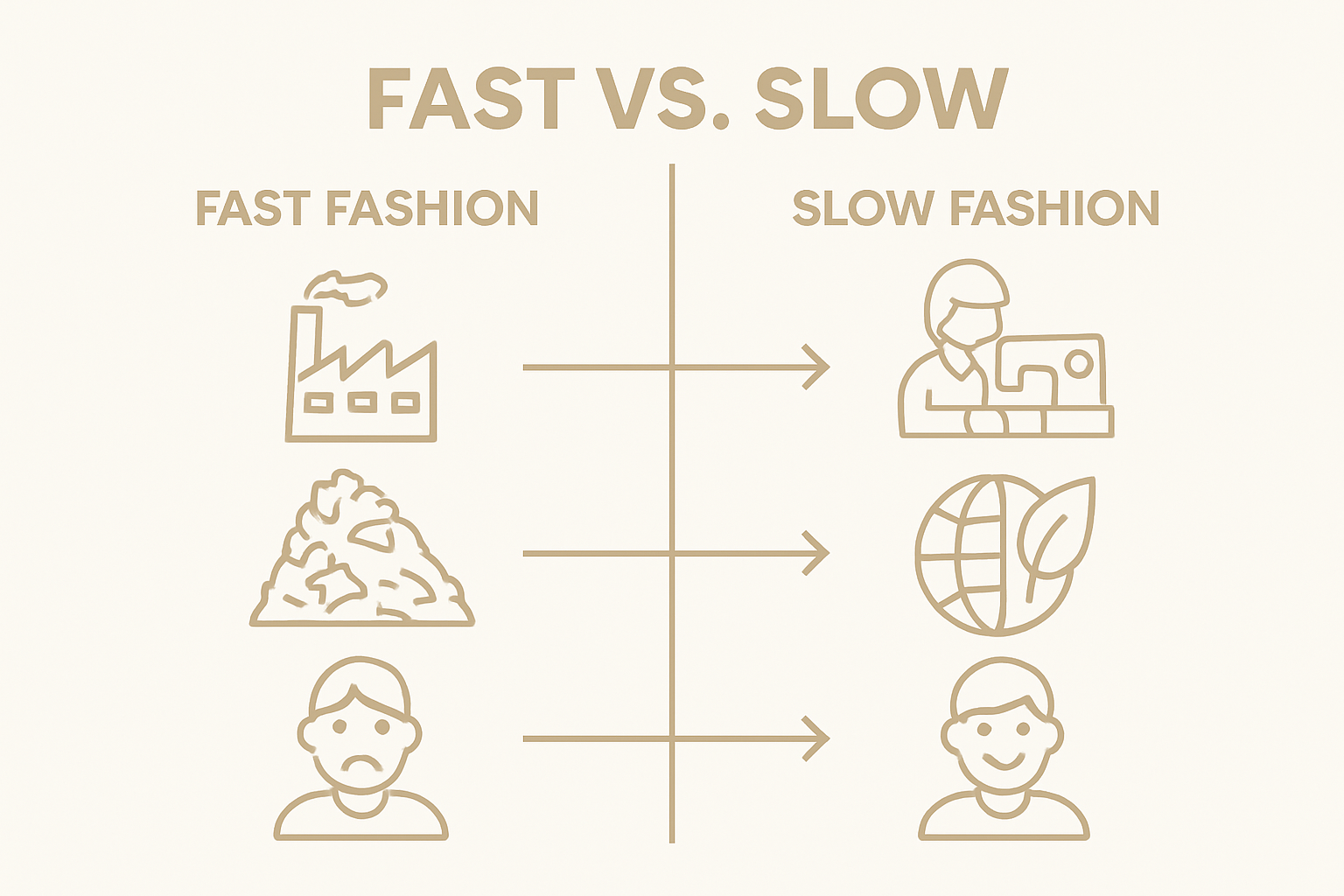 Infographic comparing fast fashion and slow fashion impacts