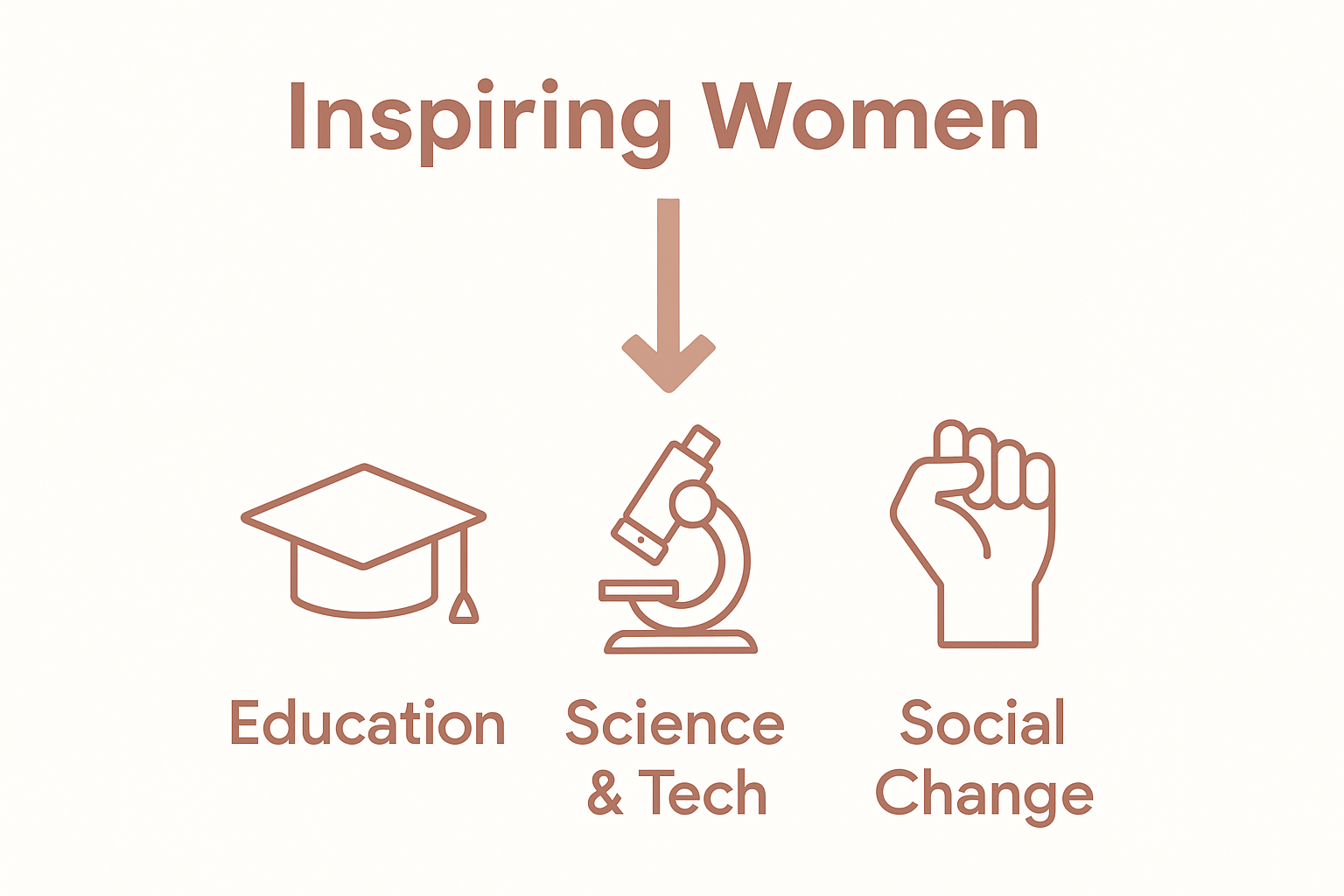 Three core impact areas of inspiring women: education, science, social change