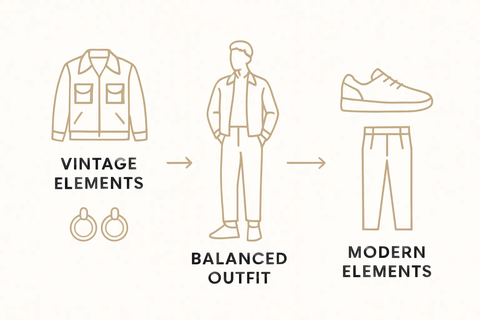 Infographic comparing vintage and modern fashion elements