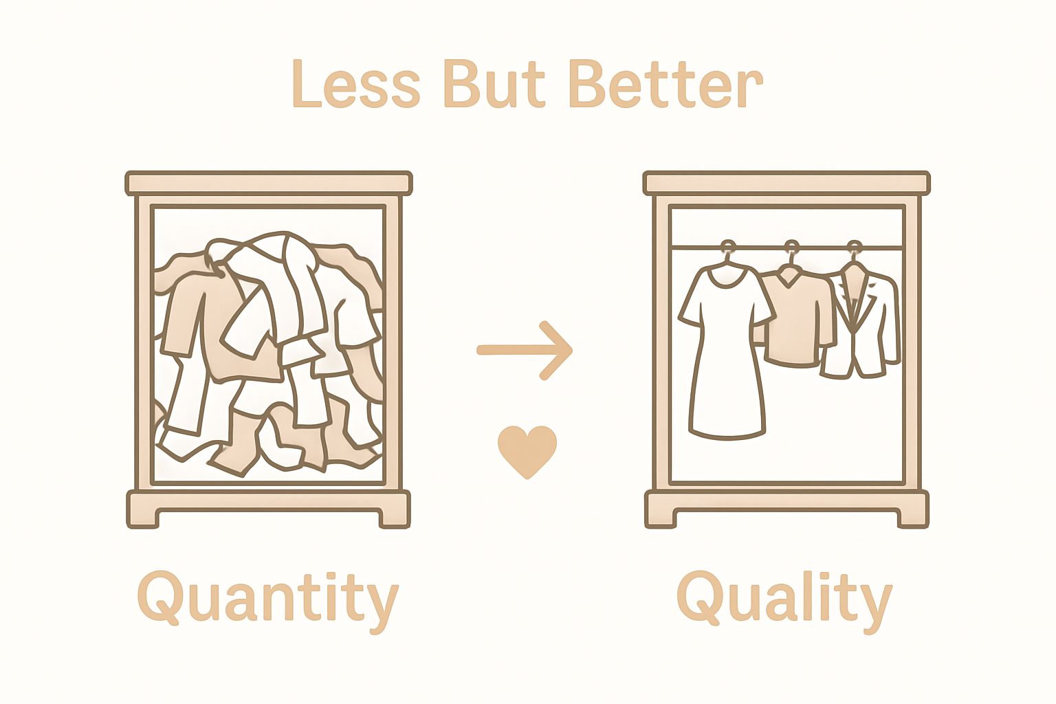 Comparison of quantity versus quality in minimalist wardrobe