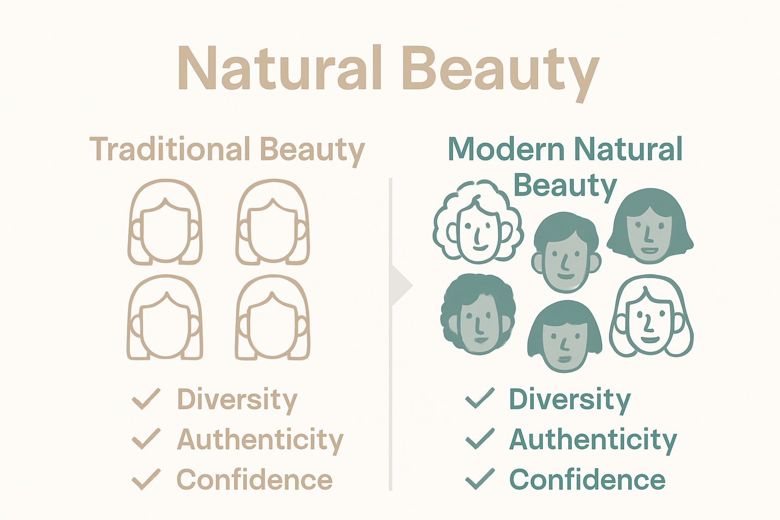 Comparison of traditional vs. natural beauty values