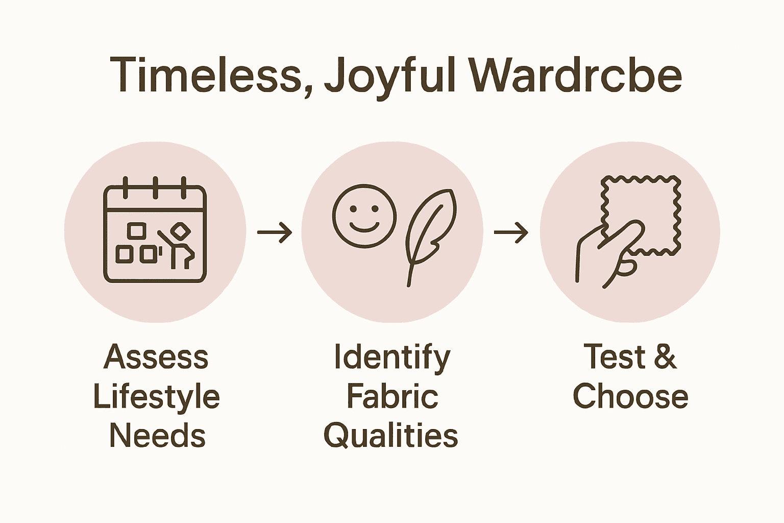 Infographic comparing steps for choosing timeless, joyful fabrics