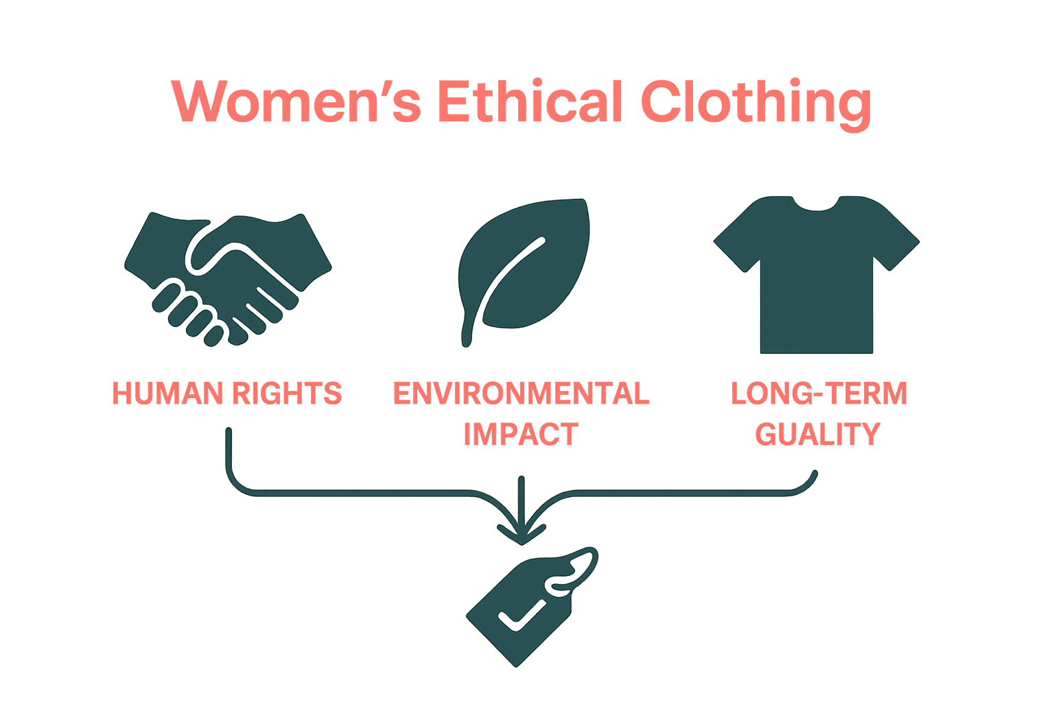 Infographic comparing human rights, environment, and quality in ethical clothing