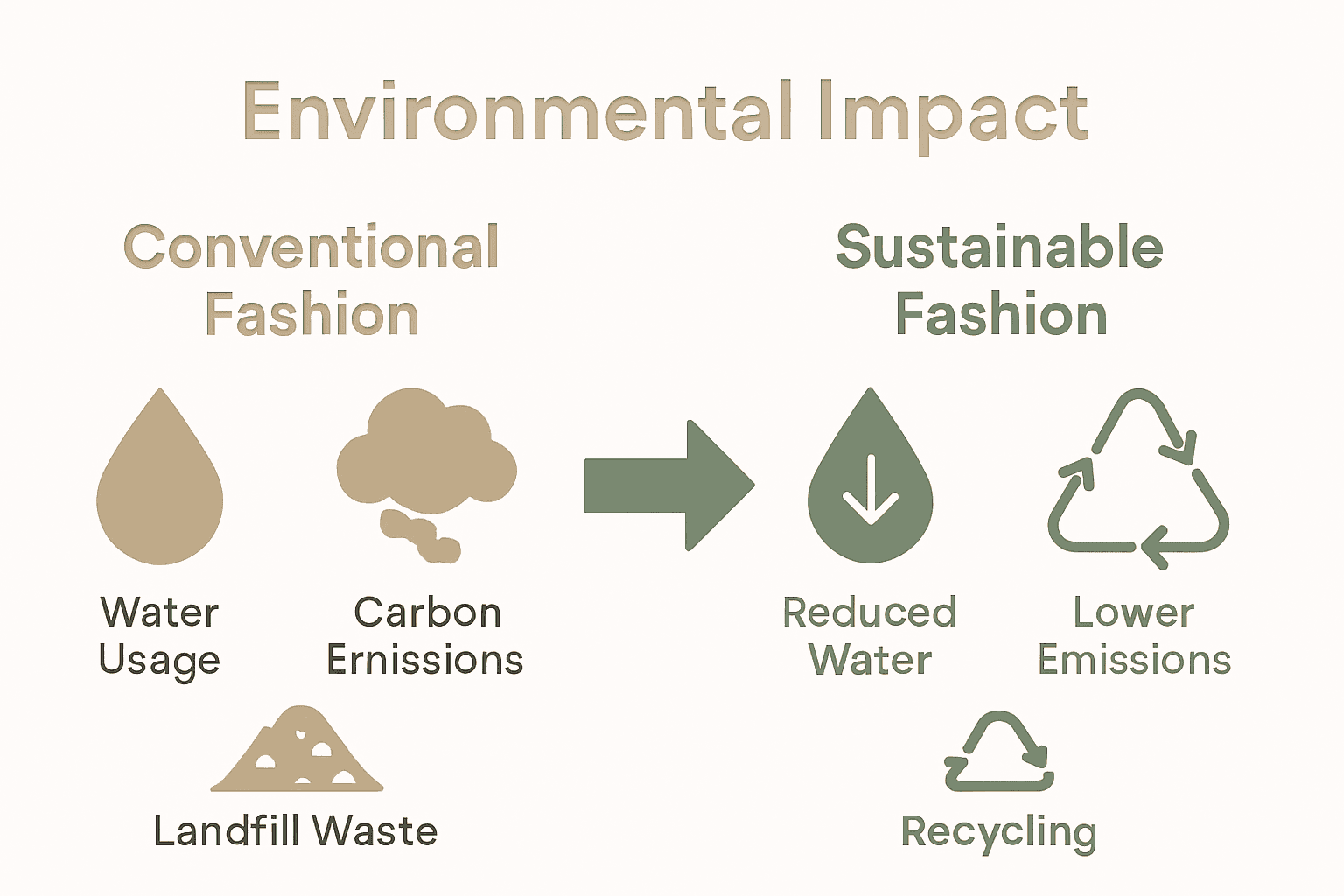 Infographic comparing traditional and sustainable fashion impacts