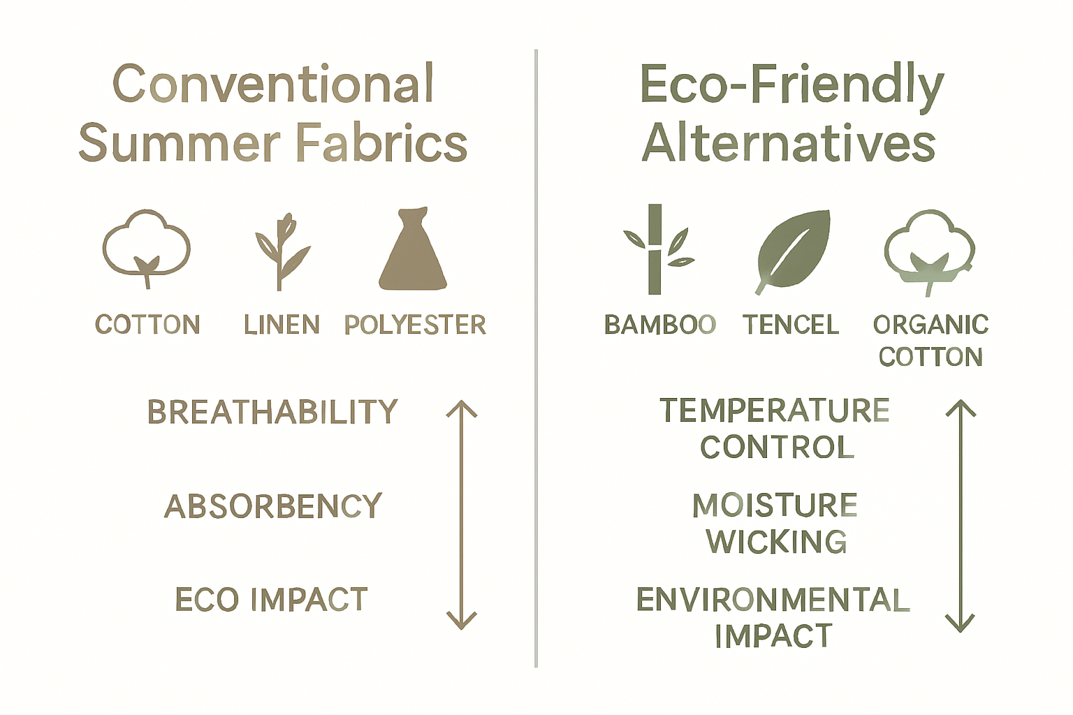 Sustainable and conventional summer fabric infographic