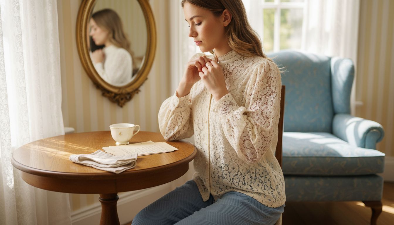 Edwardian blouse lace detail in sunlight