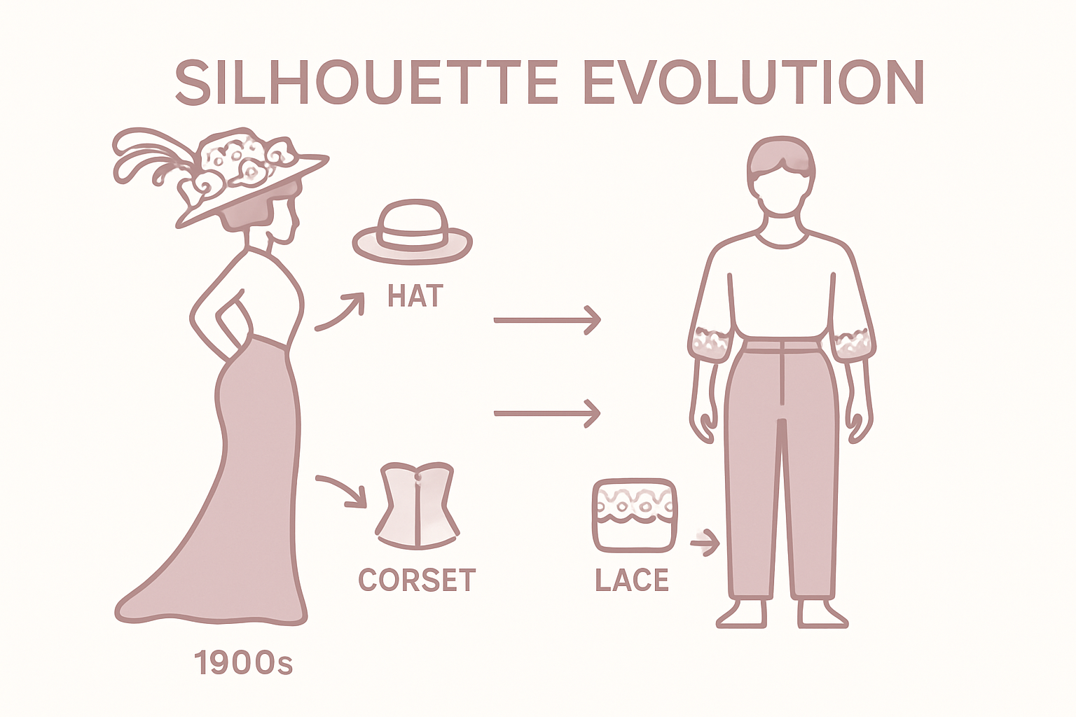 Infographic comparing 1900s and modern fashion
